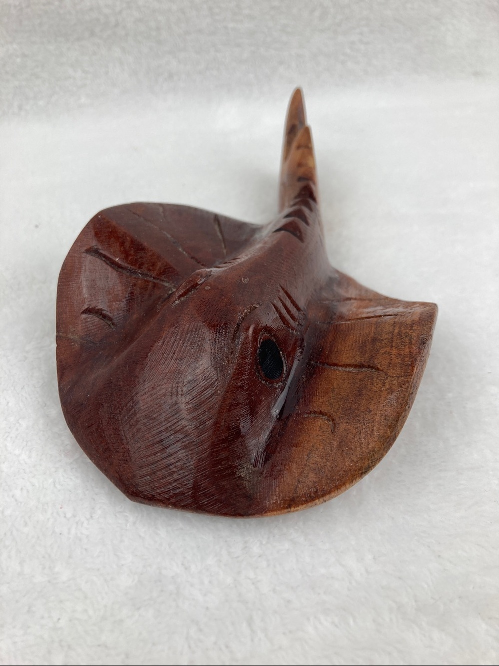 Folkart Hand Carved Wooden Stingray 6.5”